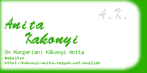 anita kakonyi business card