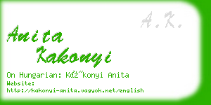 anita kakonyi business card